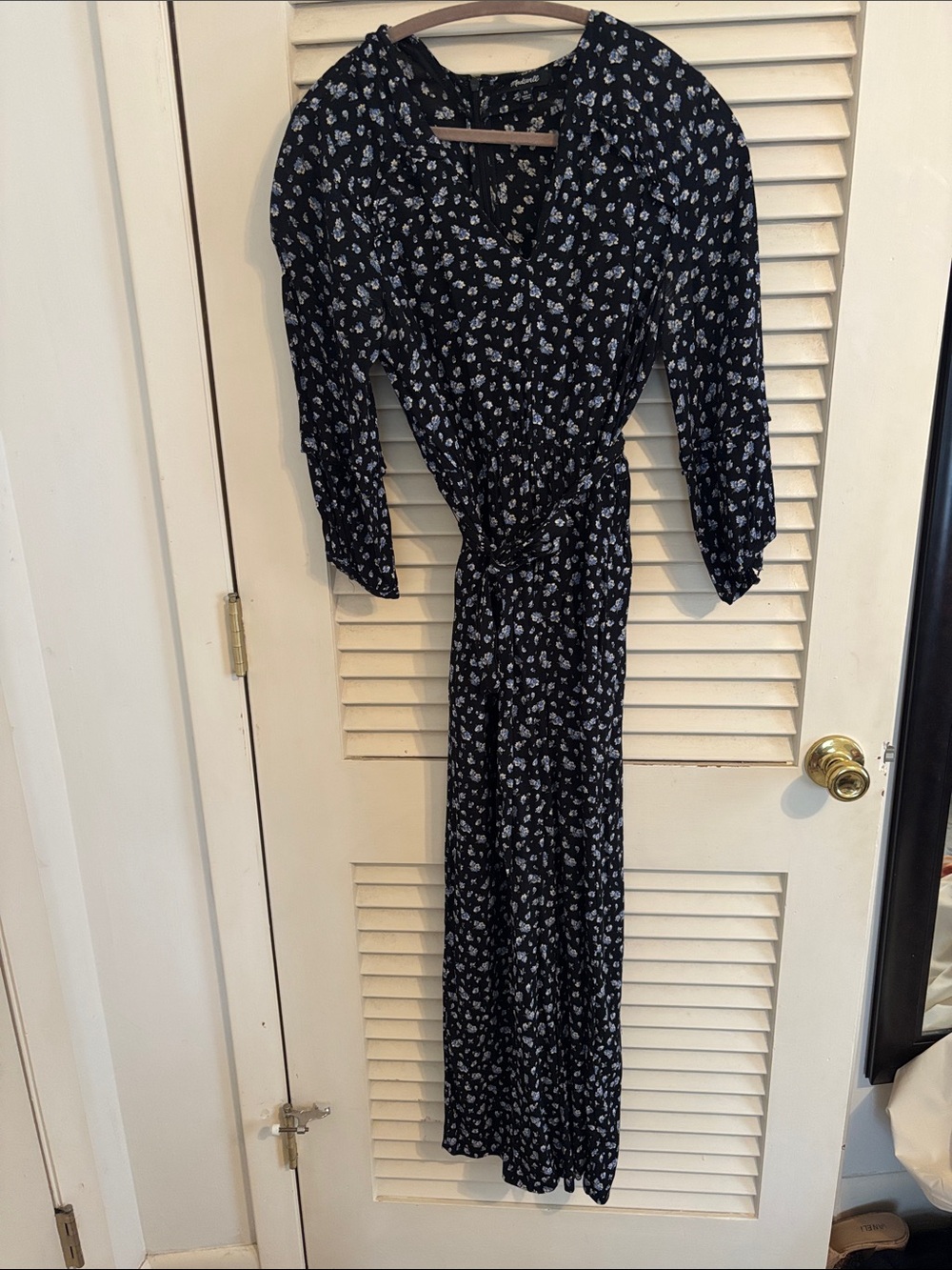 Madewell Black jumpsuit  with White Floral Print